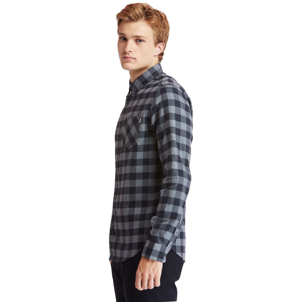 Timberland Mens Shirts Nashua River Long-Sleeve Flannel Check - Grey - India PO8715406